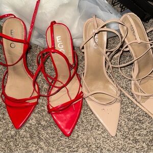 Ego Heels size 9 Red and Nude